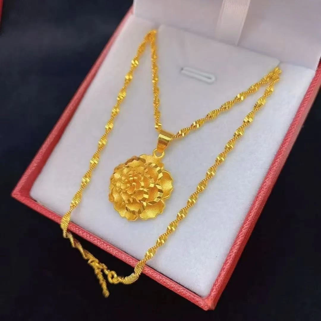 A812-牡丹花吊坠水波链