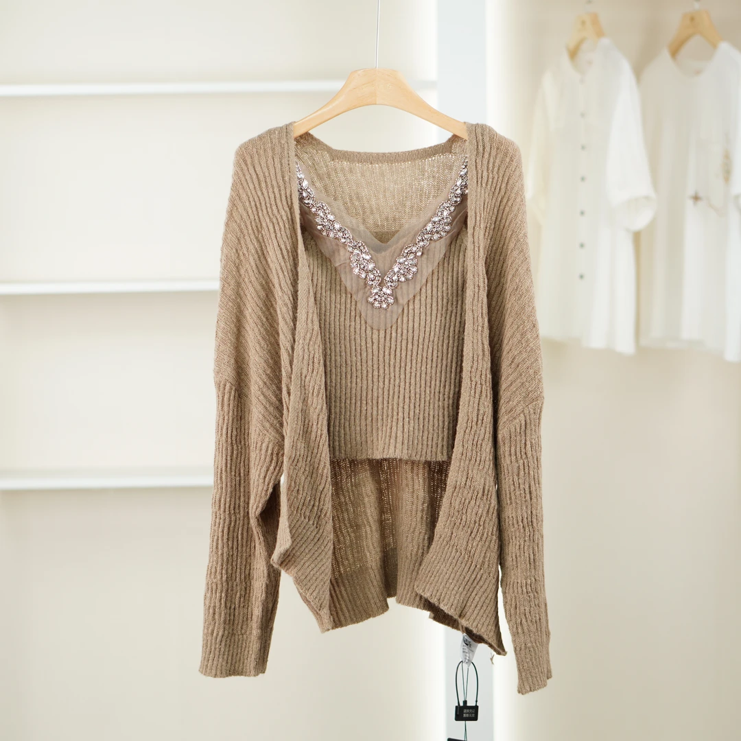 麦迪尚品【浩G】5102282 春秋时尚针织毛衣开衫吊带两件套品牌女装