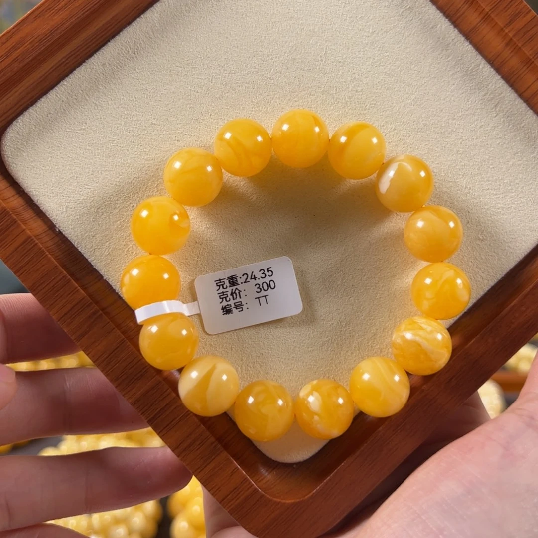 裸石蜜蜡未镶嵌14.3mm焦皮同料鸡油红浓蜡圆珠tt
