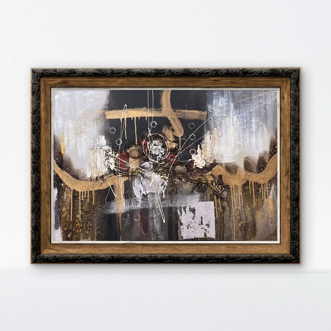 手绘油画  抽象综合材料特殊油画收藏  画心尺寸60*90cm