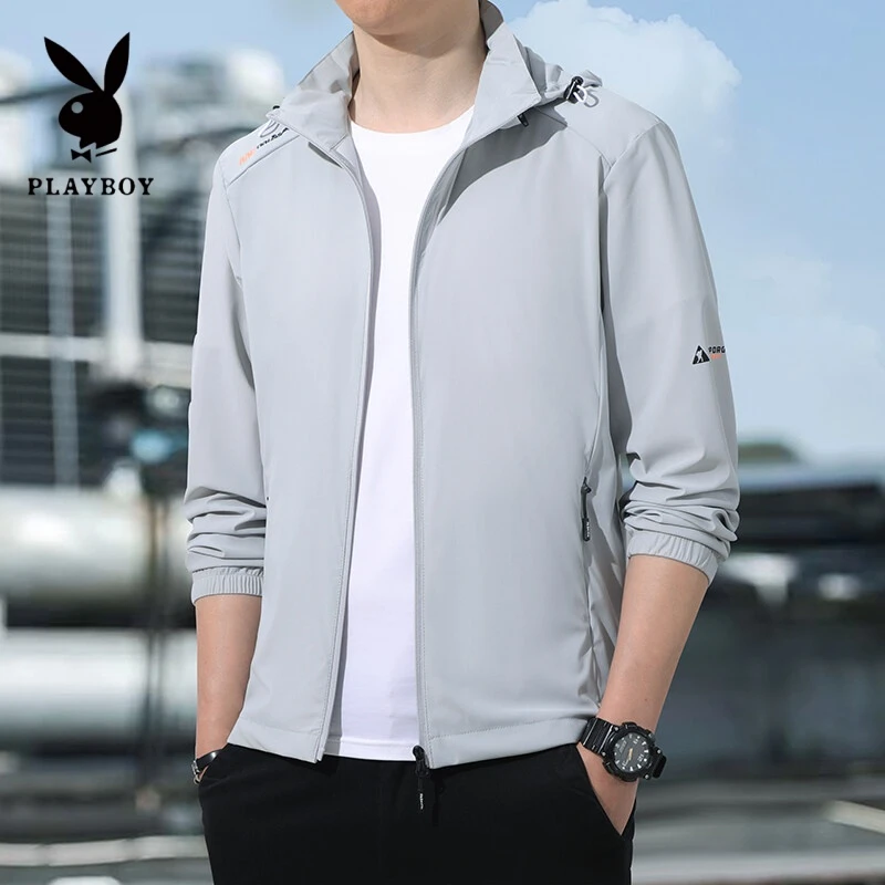 PLAYBOY/花花公子冰丝防晒衣男士夏季宽松透气速干长袖防晒服外套