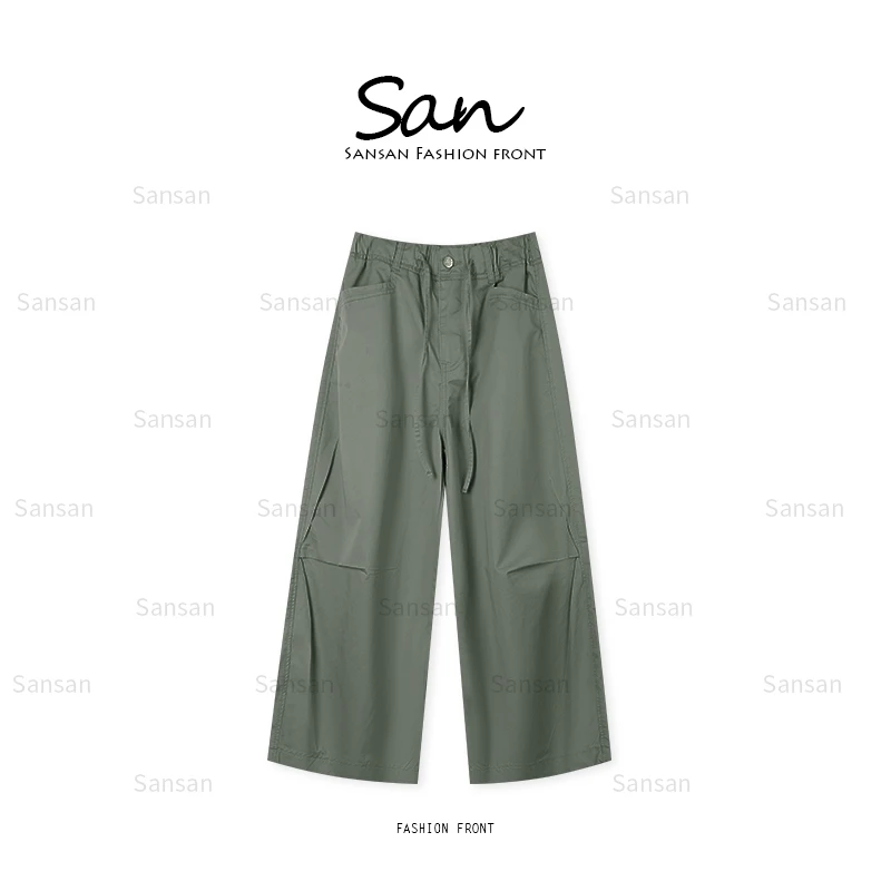 【SANSAN】轻奢高腰松紧显瘦简约休闲裤时尚显腿长裤子DY-4721