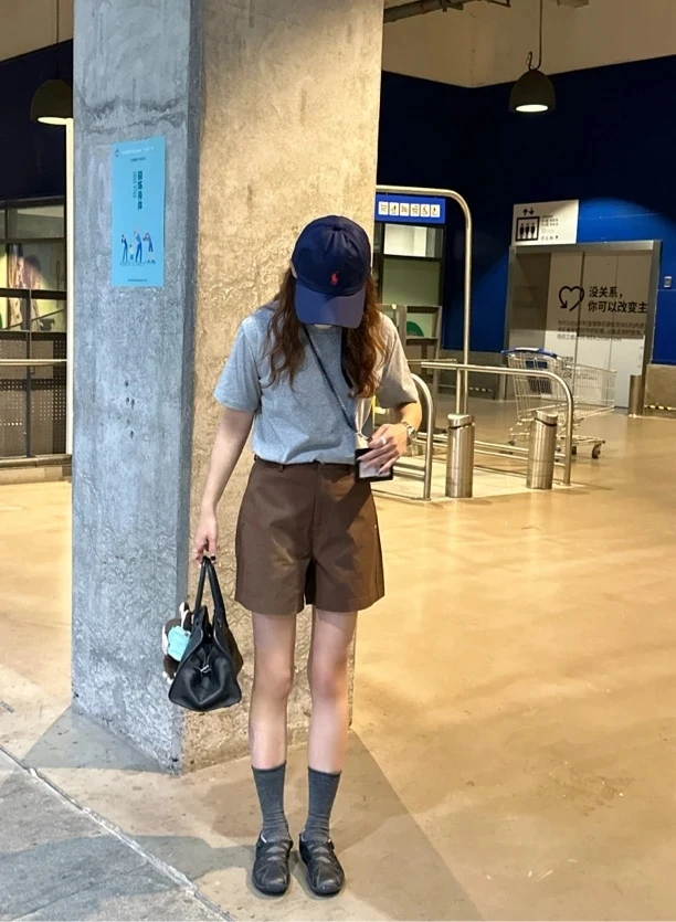 DDY～美式复古～休闲老钱风高级直筒短裤四分裤