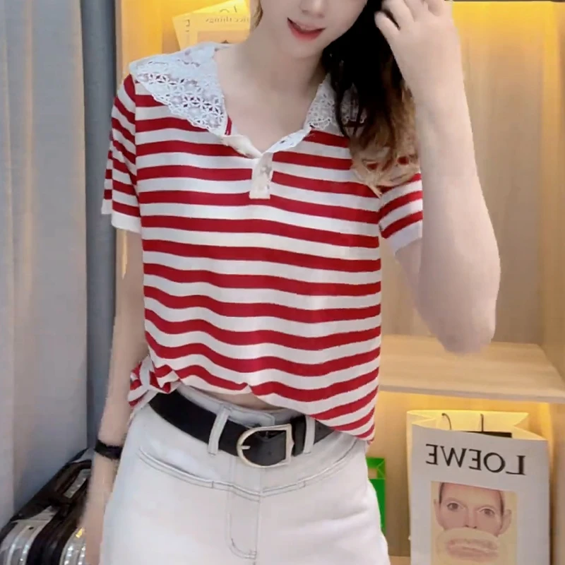 高含棉洋气设计感撞色连帽短袖t恤2025夏季新款减龄遮肉套头上衣