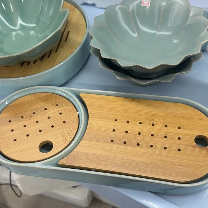 微瑕天青福利长茶盘