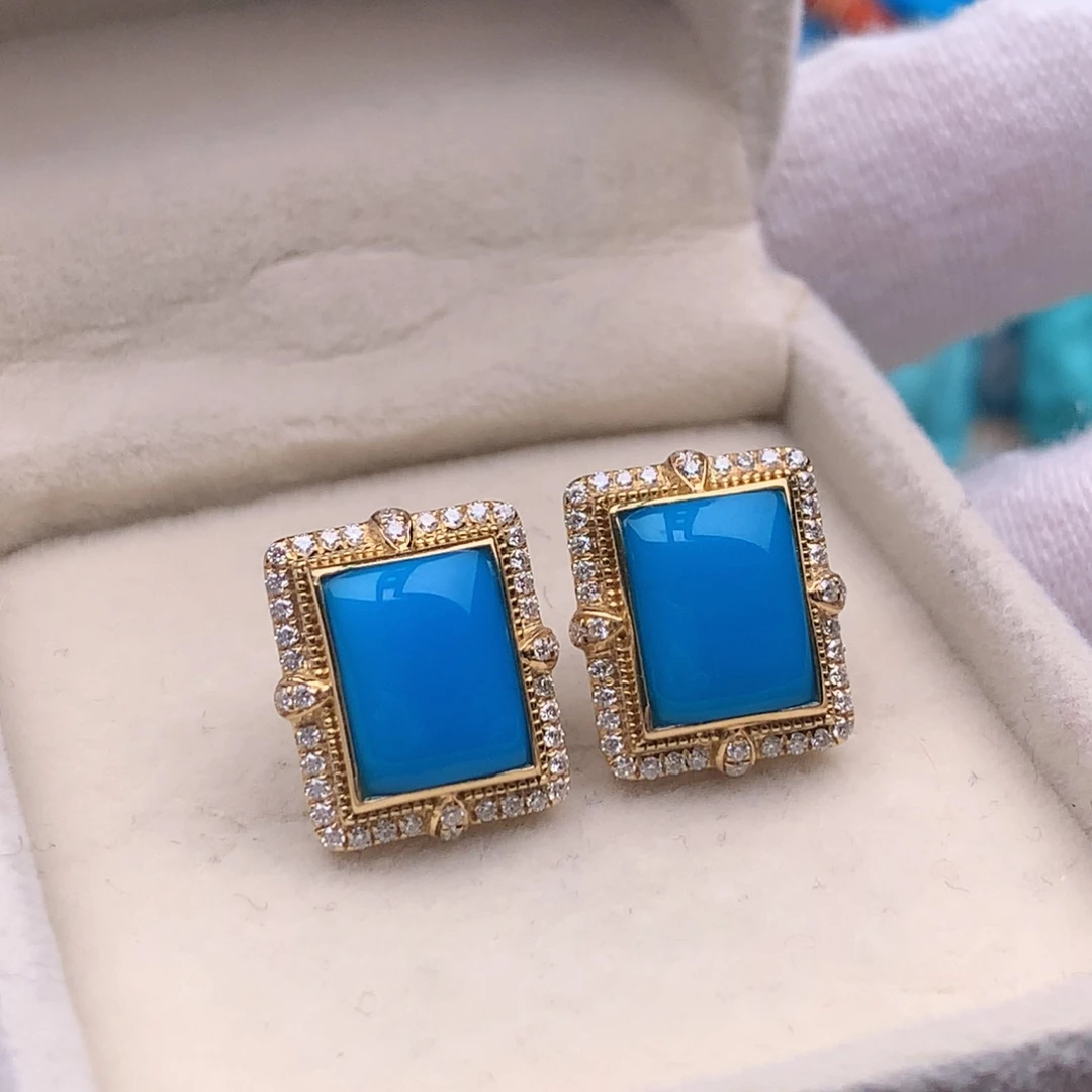 绿松石18K金镶嵌珠宝奇石