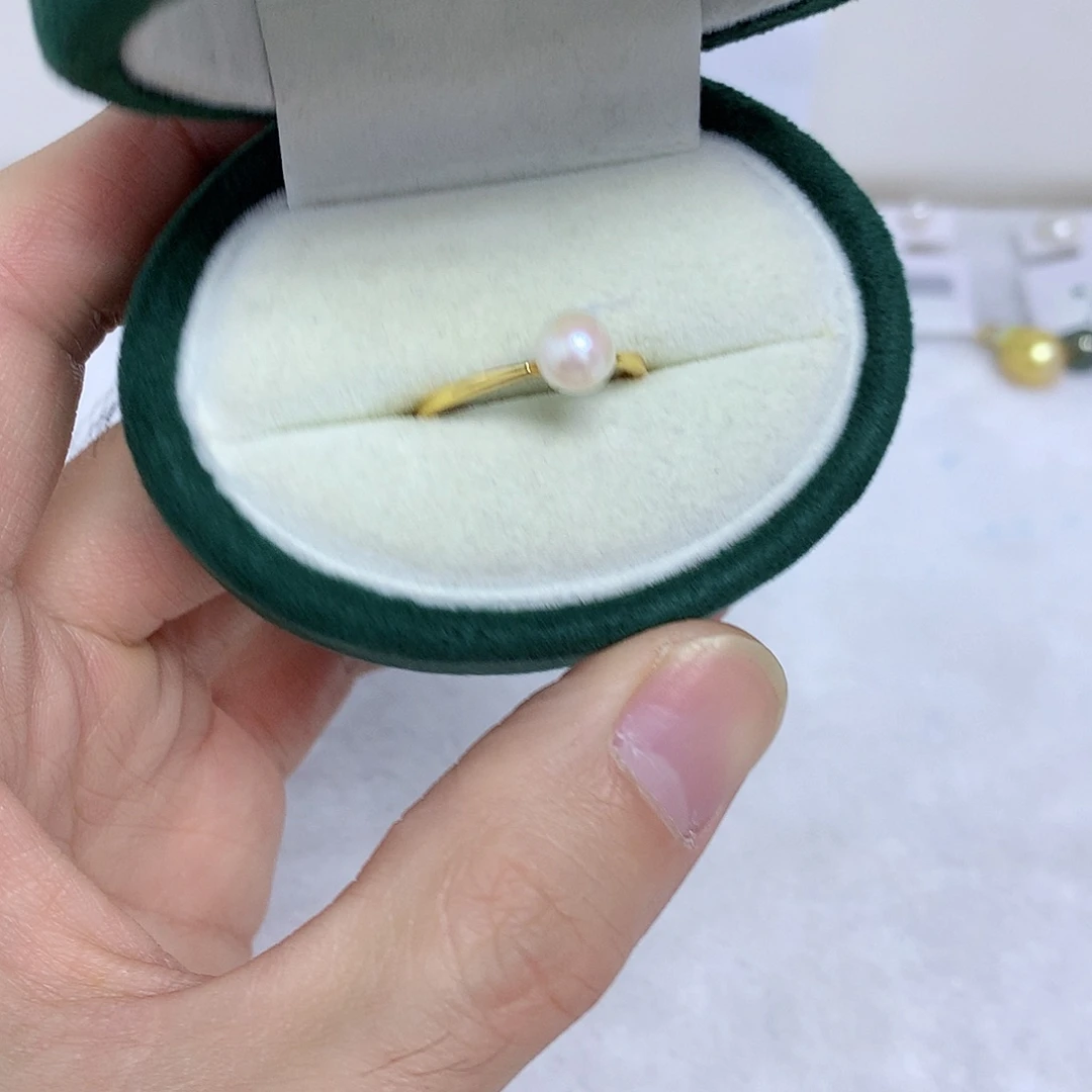 银S925镶嵌戒指海水珍珠6-7