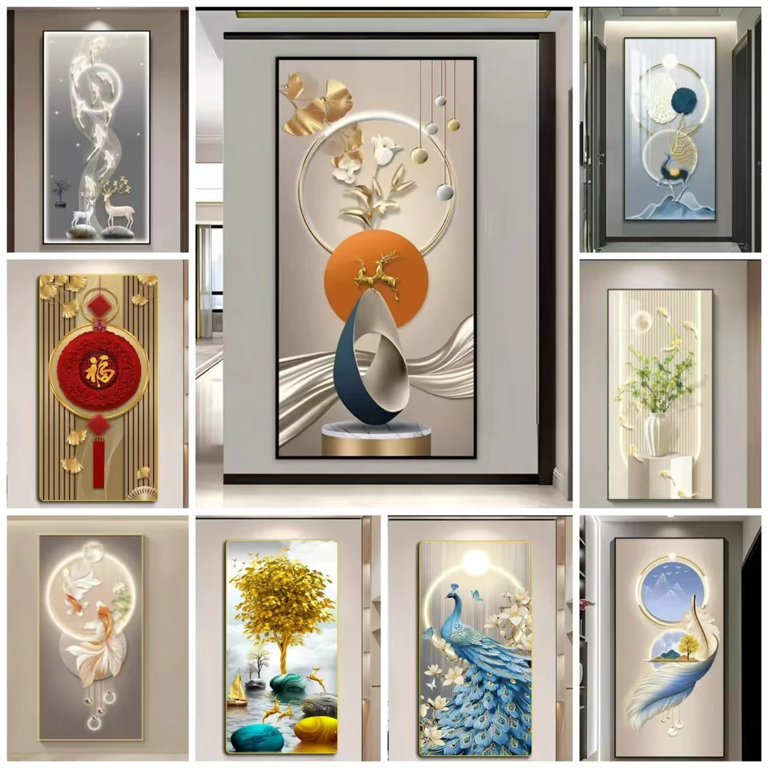 2025款玄关集合装饰画平面晶瓷装饰画走廊过道装饰画