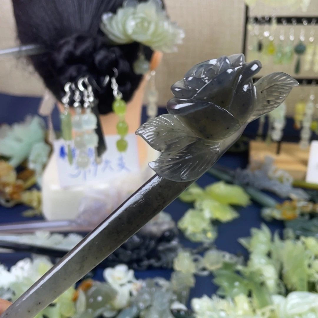 蛇纹石玉未镶嵌发饰
