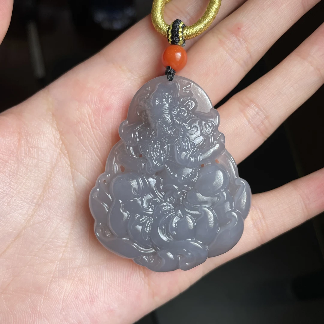 L【玉总珠宝】和田玉烟紫扎基吊坠50*40*10 多样性发一 CAN1450087