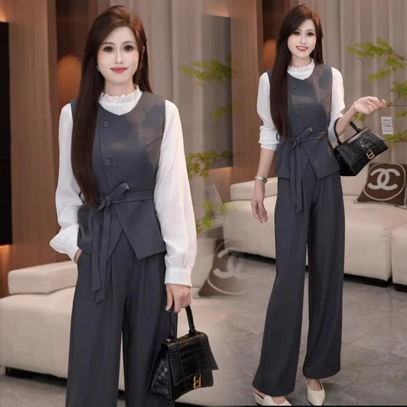 时尚套装女2025秋季新款洋气显瘦马甲衬衫小众炸街高级感女装气质