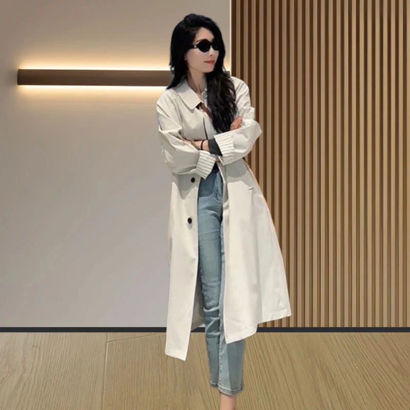 香朵儿舒适洋气百搭风衣外套女2025春秋新款松弛感宽松中长款上衣