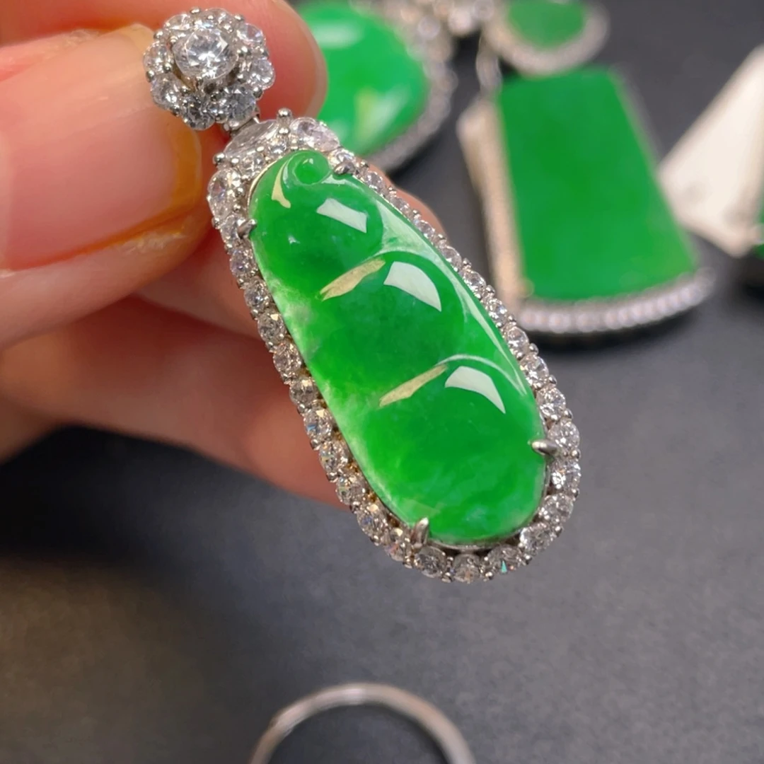 翡翠银S925镶嵌吊坠(不含链)