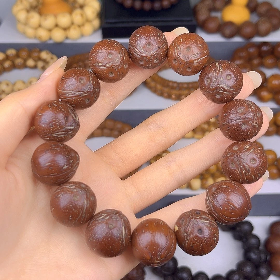 紫金鼠手串原皮大尺寸纯圆巴西籽嘎嘎油
