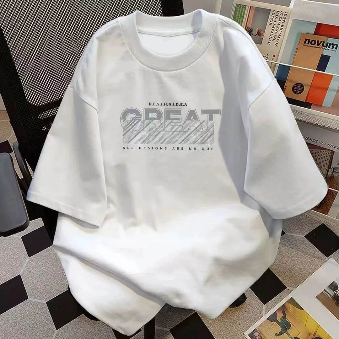 夏季新款纯棉280克重磅短袖潮流时尚休闲宽松百搭印花男女同款T恤