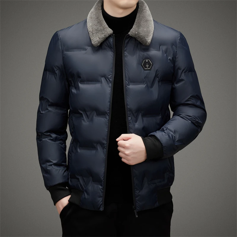 2025新款保暖翻领男棉衣冬季棉服男士丝棉外套潮流加厚男士秋冬