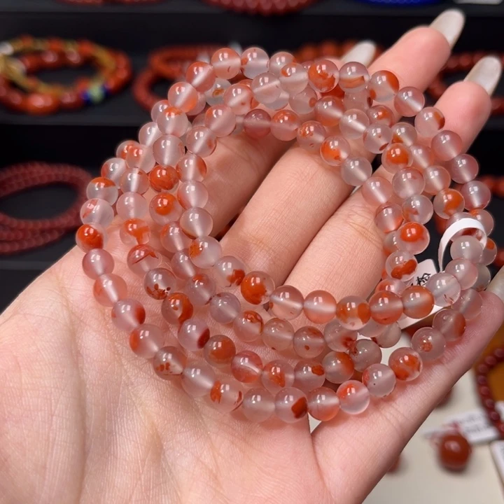 南红玛瑙未镶嵌手链冰底飘花6mm多圈