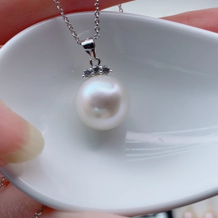 淡水珍珠银S925镶嵌颈饰12+A