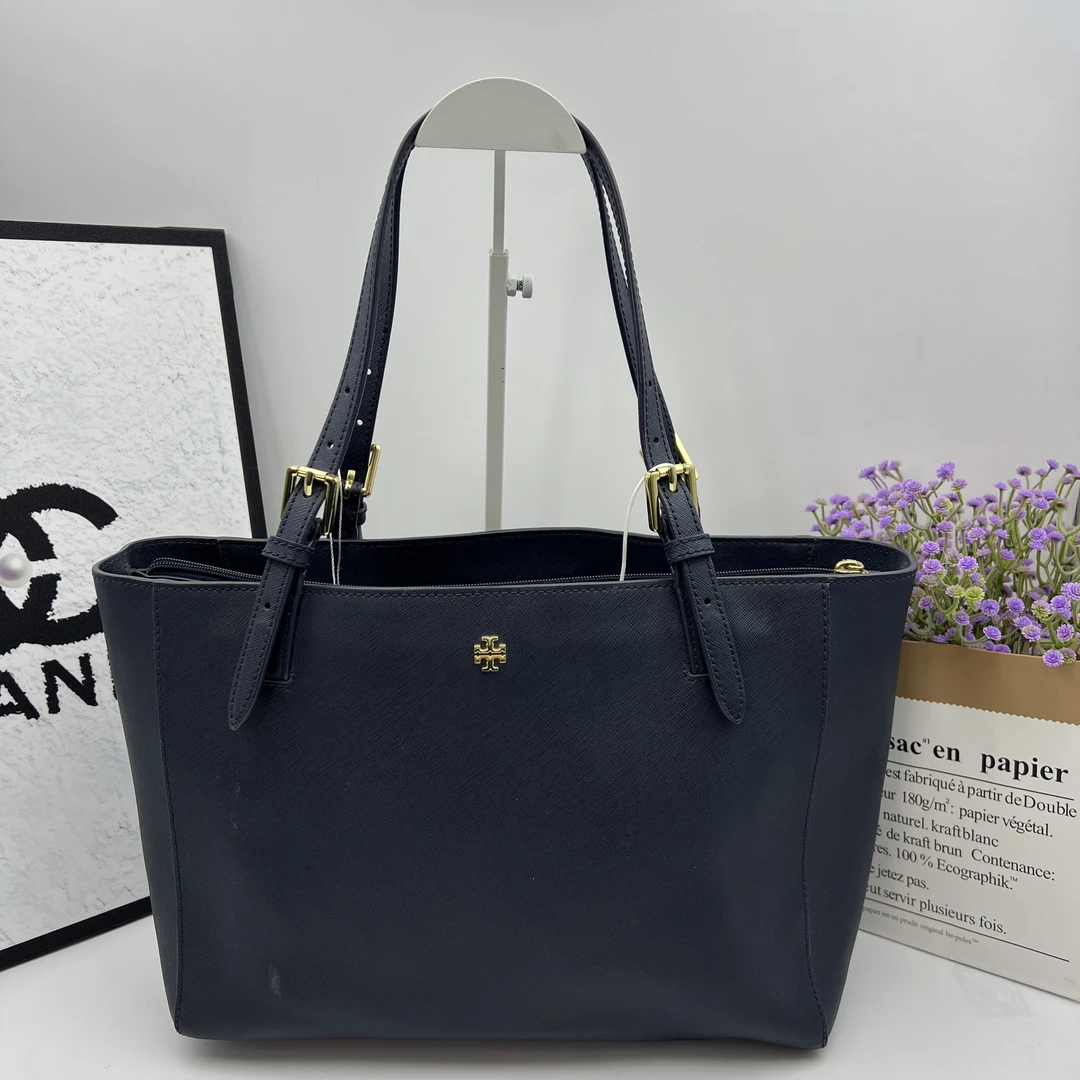 95新 TORY BURCH/汤丽柏琦 TB 汤丽柏琦藏蓝单肩托特包时尚