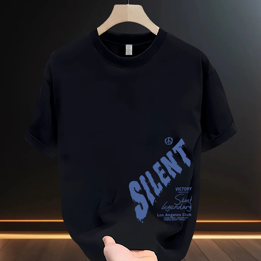 青少年夏季短袖T恤高级感2025新款男士ins短袖t恤大码百搭上衣服