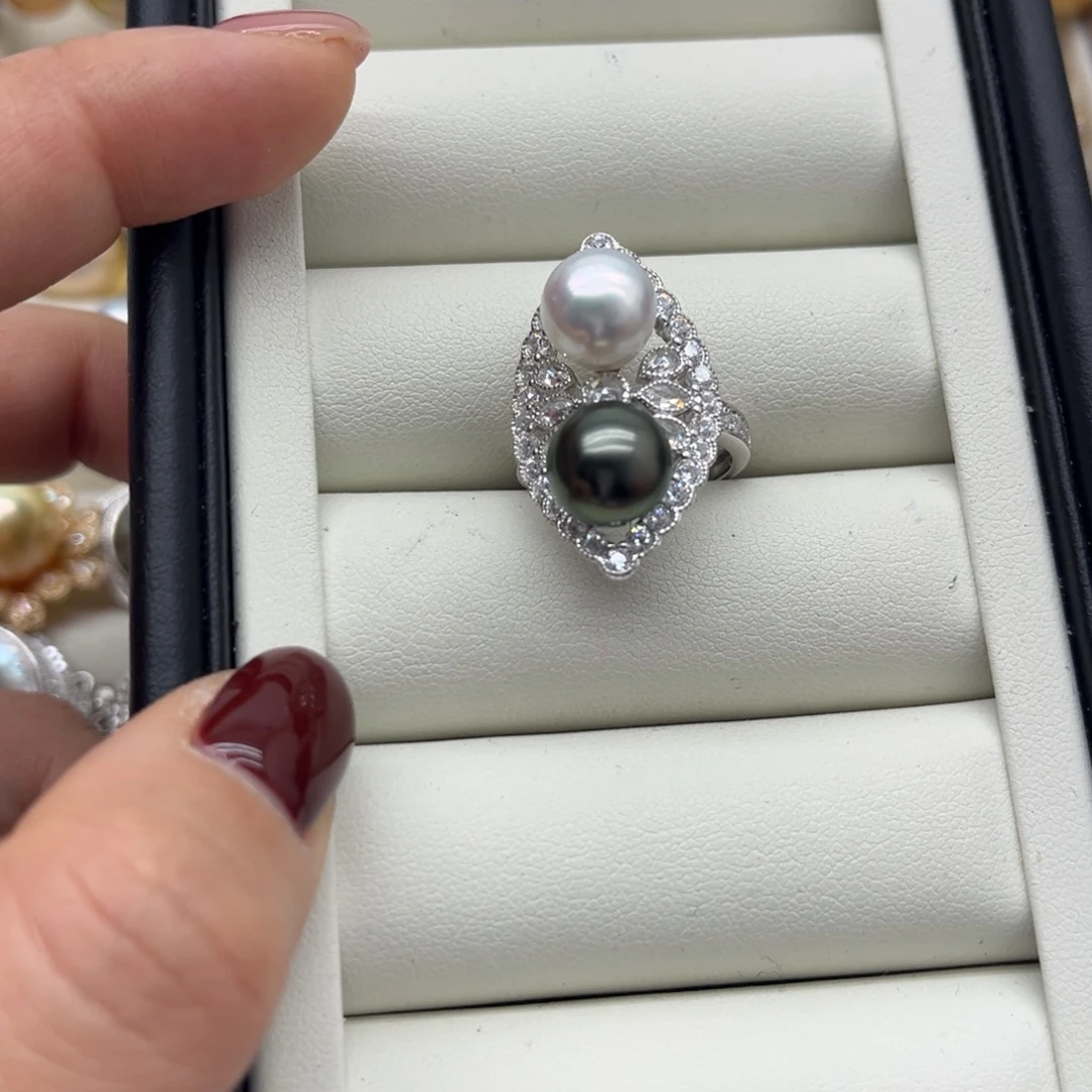 银S925镶嵌海水珍珠戒指