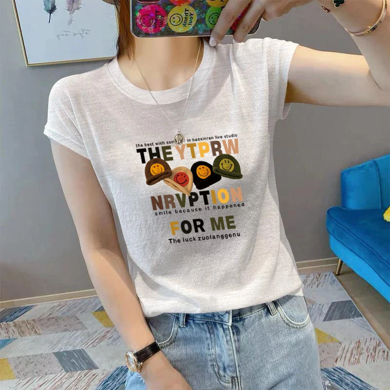 2025夏季圆领短袖T恤减龄百搭时尚显瘦新款洋气上衣打底衫女