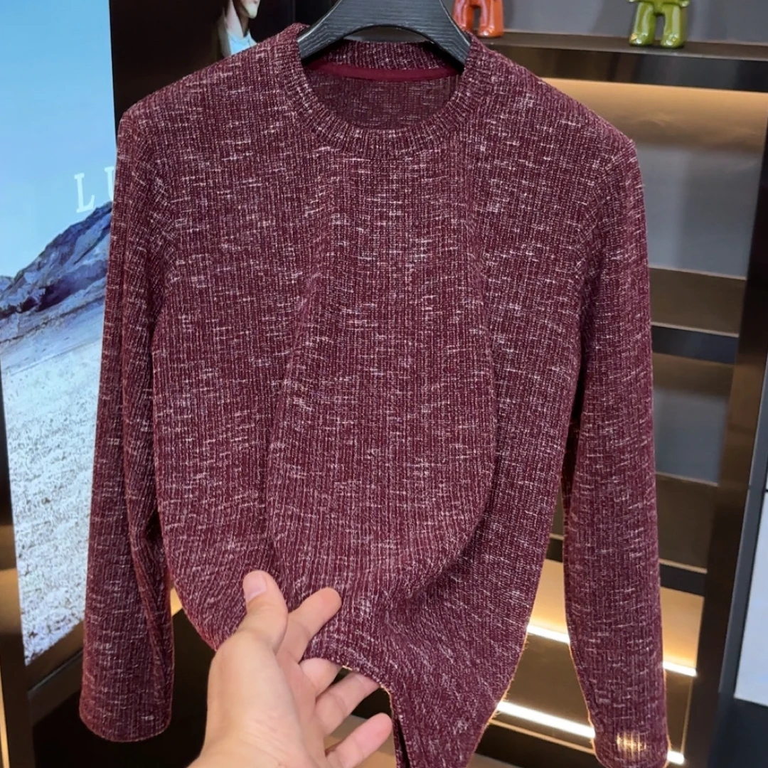 2557秋冬新款男士圆领T恤新中式男款休闲圆领长袖时尚上衣潮牌