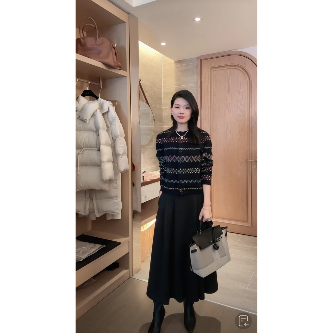 【提花圣岛】北欧费尔岛100%绵羊毛提花开衫2025新品单排扣针织衫