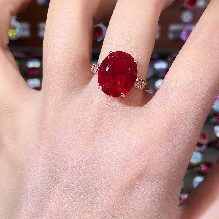 925银鸽血红戒指玫瑰金1214