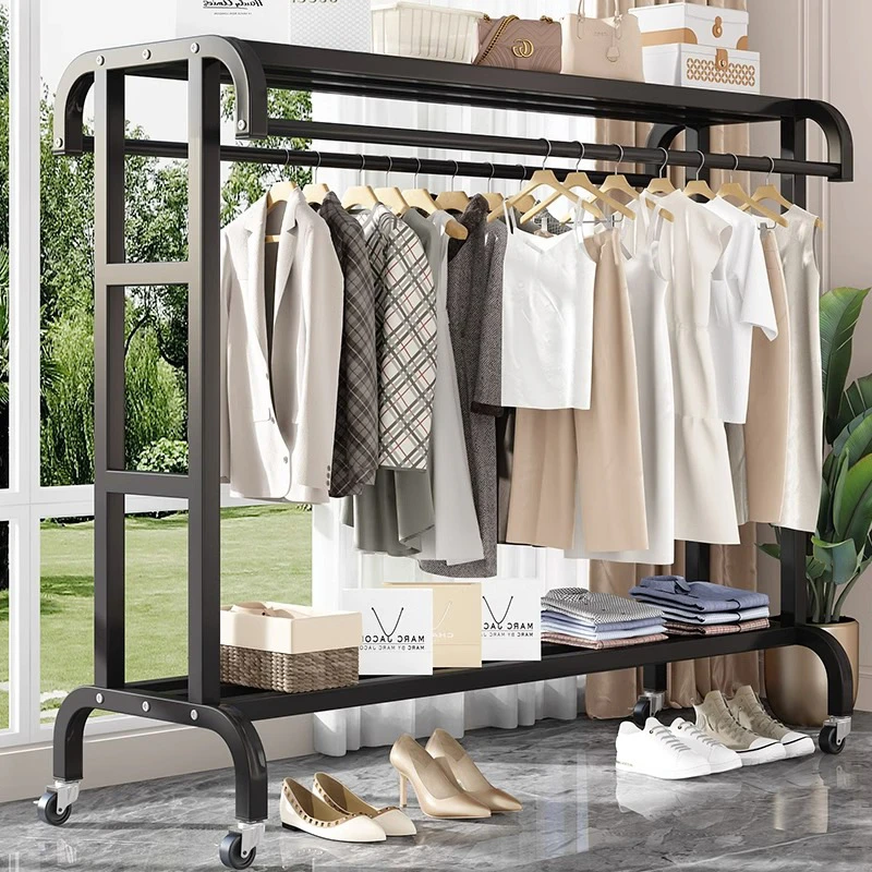 晾衣架阳台家用落地晾衣杆室内挂衣架衣服置物架多功能卧室衣帽架