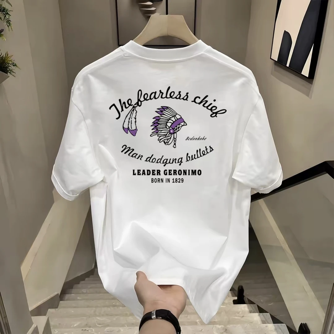 重磅印花短袖t恤男士休闲潮牌夏季2025新款半袖体恤男款爆款上衣