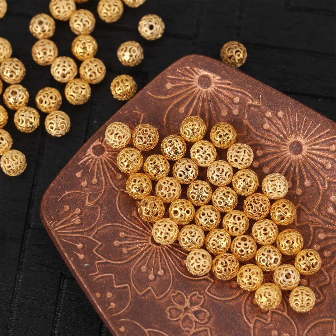 【团购】2颗|||18k金3mm绣球金珠凤尾隔珠不变形DIY手串项链配饰