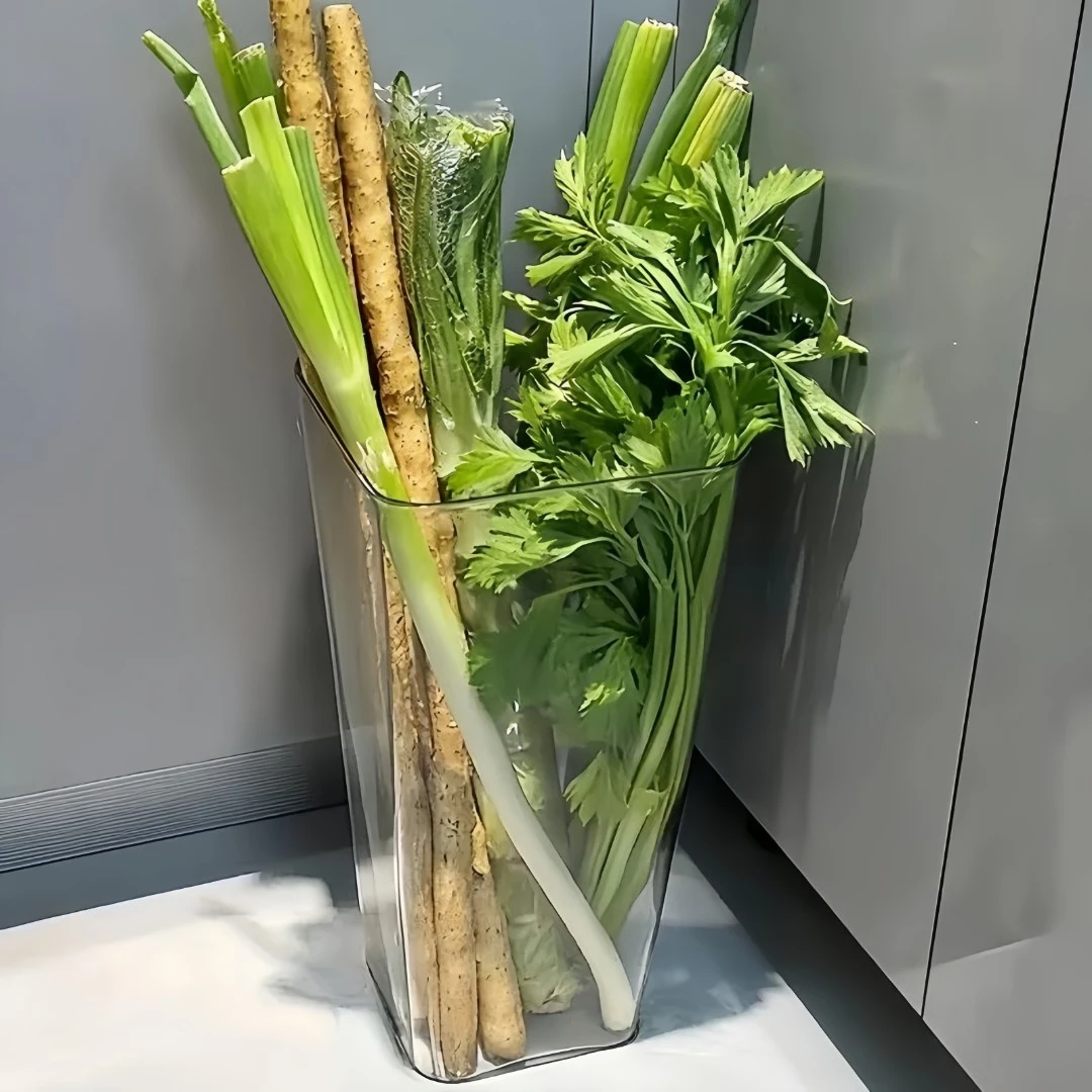 大葱铁棍山药收纳桶厨房葱姜蒜食材透明大容量整理筒置物架好物