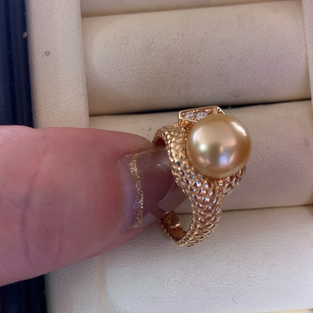 银S925镶嵌海水珍珠戒指