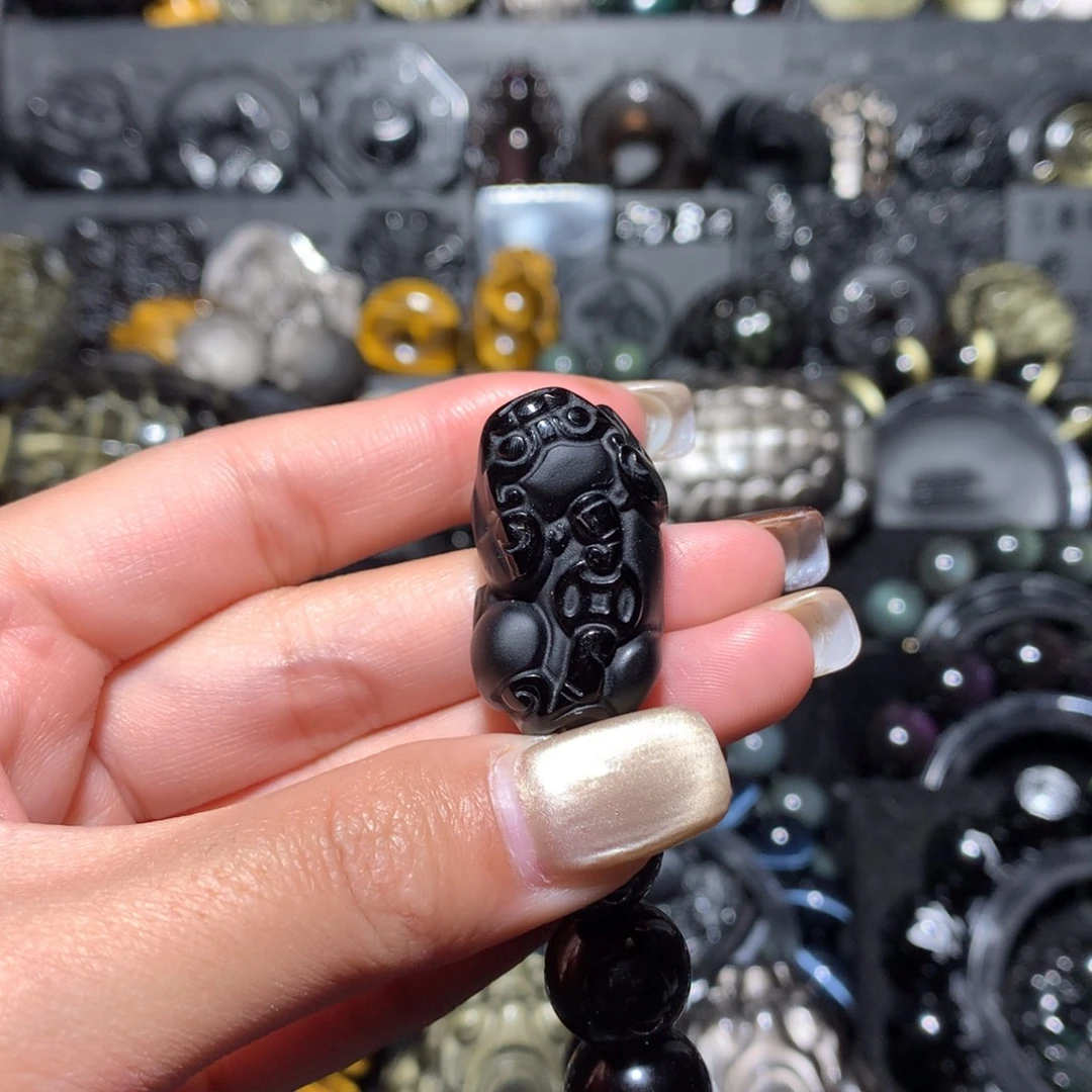 冰***凌黑曜岩未镶嵌珠宝奇石