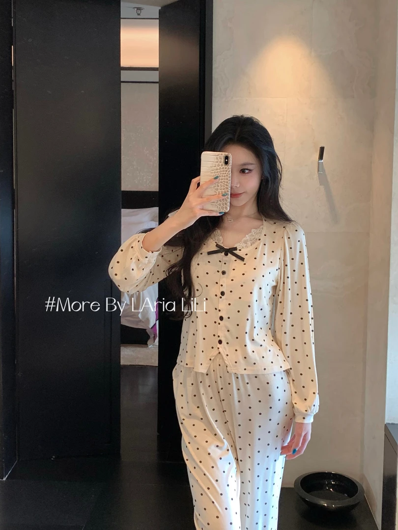 LAria乳酪啵啵 莫代尔性感睡衣女纯欲春秋款2025新款家居服带胸垫