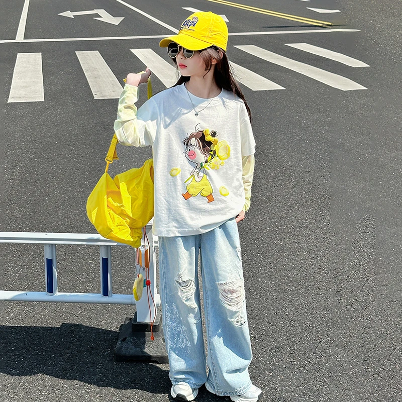 女童夏季防晒短袖t恤2025新款6-12岁小女孩休闲时髦潮流儿童T恤潮