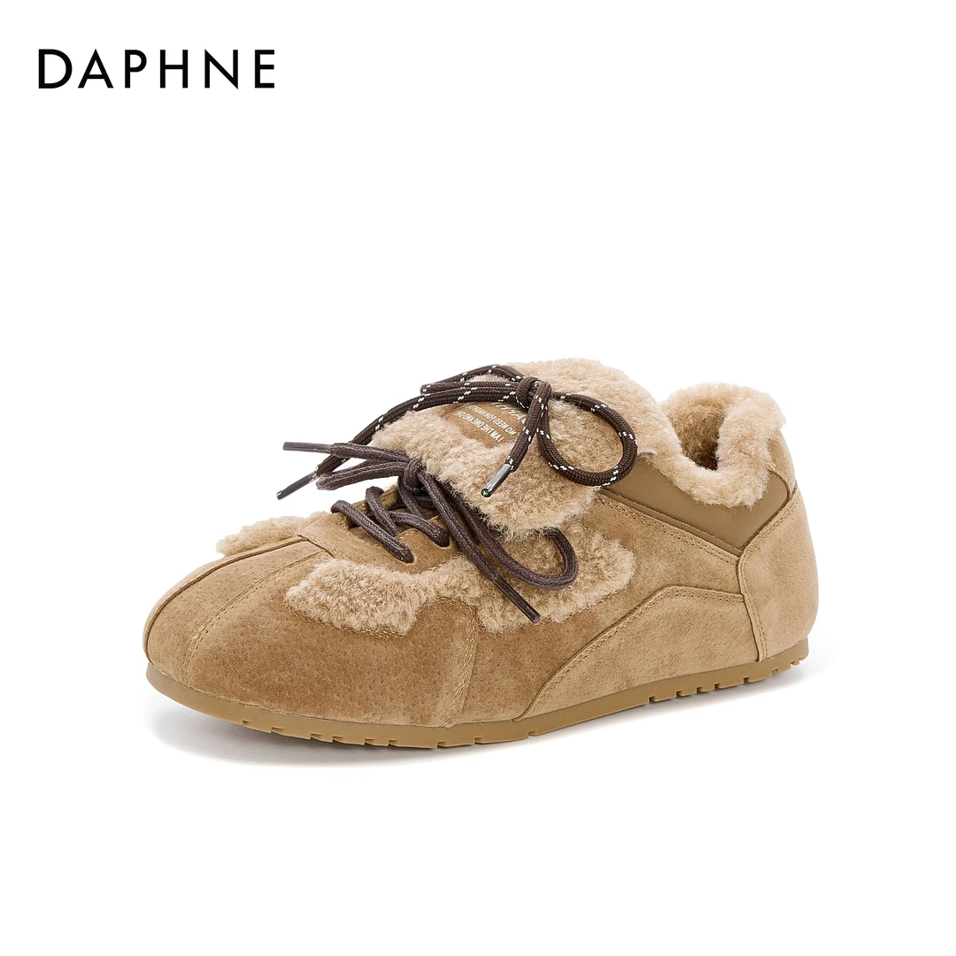 达芙妮休闲百搭平底舒适时尚翻盖加厚保暖简约棉鞋