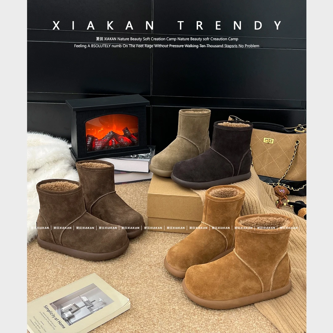 夏侃XIAKAN 内增高6CM时尚加绒保暖雪地靴女小土豆毛毛鞋棉鞋潮流