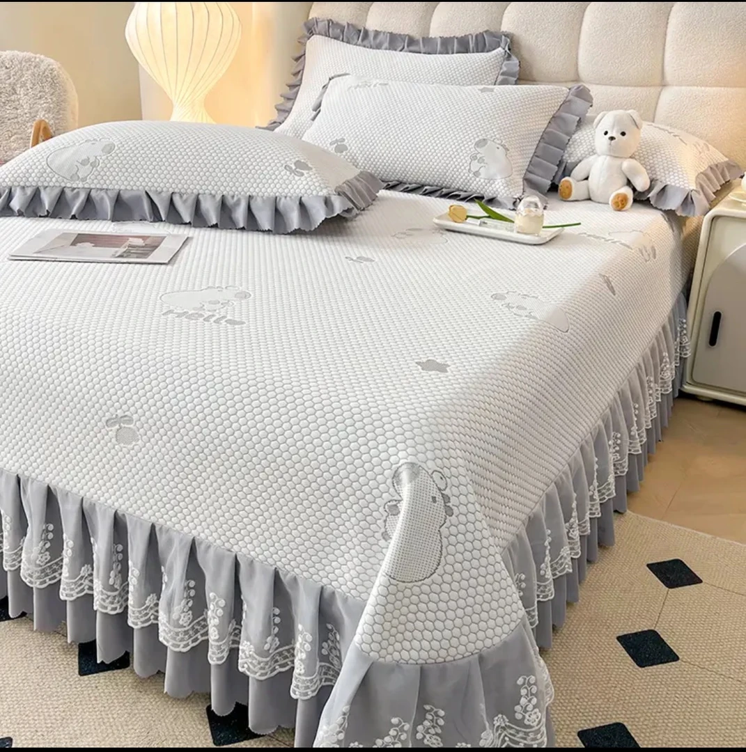 M新款夏季柔软床裙冰感豆豆凉席防滑