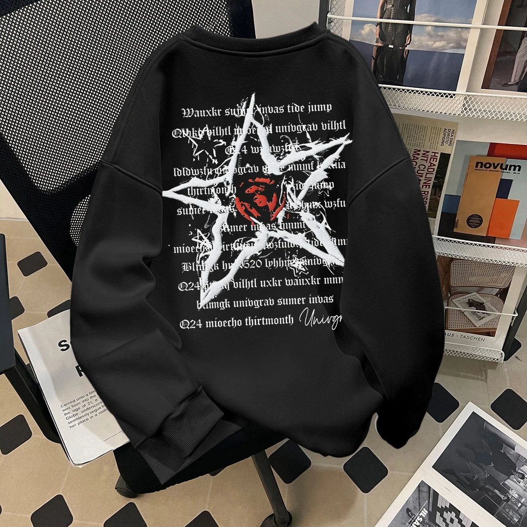 美式潮牌街头风男童仿刺绣动漫写轮眼圆领卫衣早秋新款中大童上衣