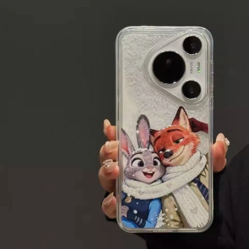 适用华为mate80pro手机壳新款mate70pro童趣流沙雪地围巾尼克朱迪