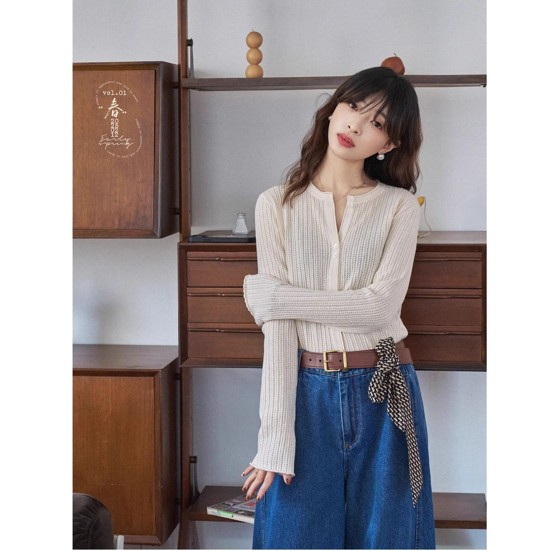 【王雪糕专属】「白描工作间」"Balletcore"可机洗仿蕾丝针织开衫