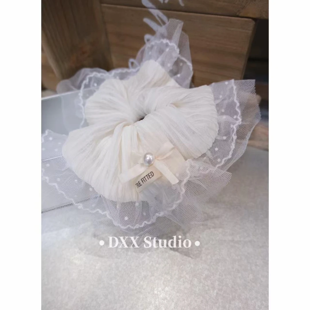 小众设计白色蕾丝发圈发饰46033