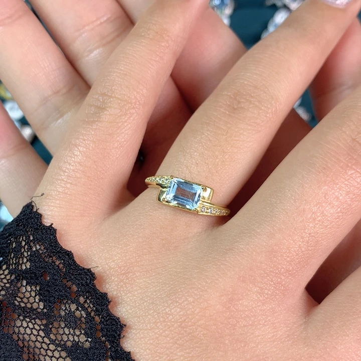 托帕石戒指银S925镶嵌