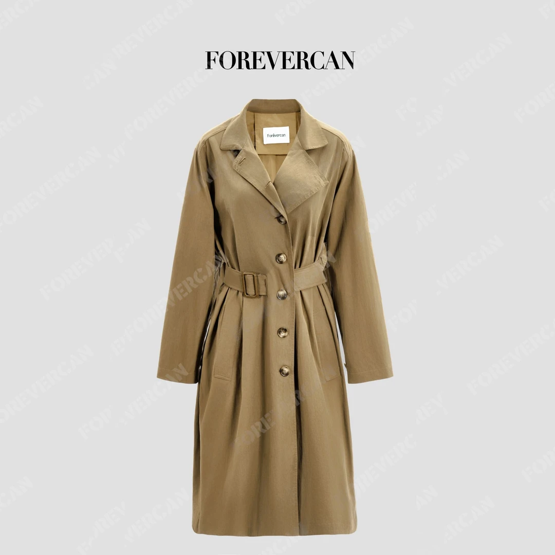 FOREVERCAN“圣莫里茨”长期主义经典收腰翻领长款风衣外套SC23711