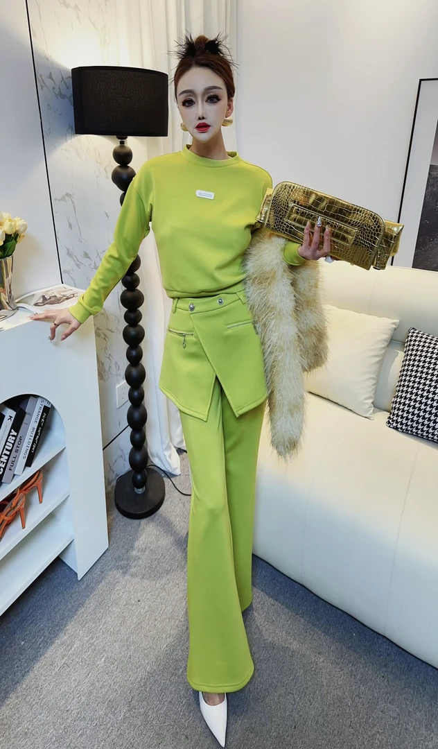 子艳 设计款时尚减龄休闲三件套 【 上衣 裤子 腰封】