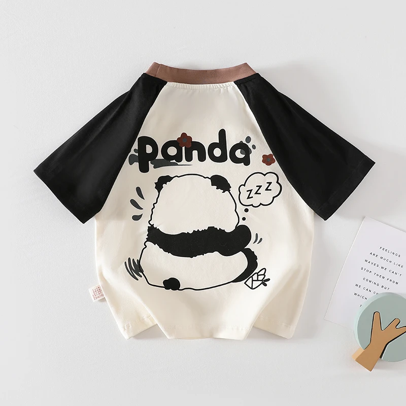 儿童熊猫短袖上衣T恤-129