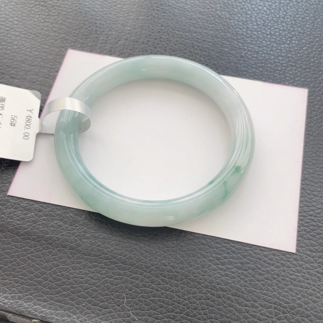 翡翠未镶嵌手镯38号56圆条纹