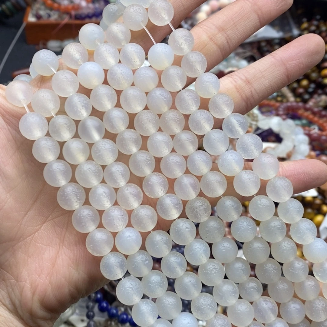 玛瑙/玉髓未镶嵌珠宝半成品一条天然10mm橘皮荔枝冻玛瑙